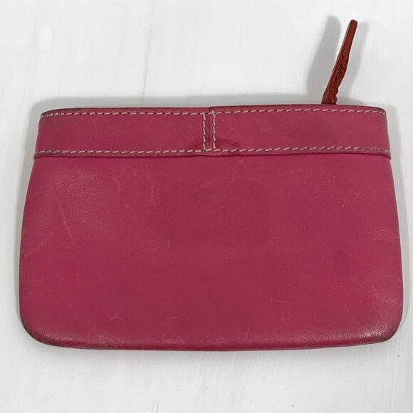 KATE SPADE Barbie Pink Key Chain Card Holder Zip Top Leather Bill & Coin Wallet - Picture 4 of 9